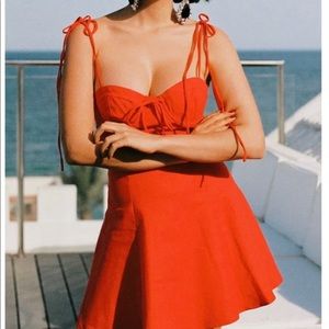 Majorelle Women’s Sz Small Linen Blend Tahoe Bright Red Bustier Mini Dress